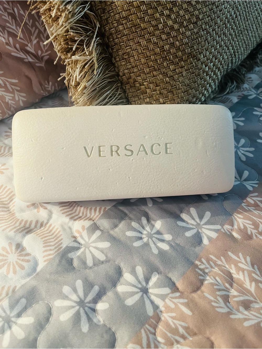 Versace White Sunglasses Case with Gold Logo